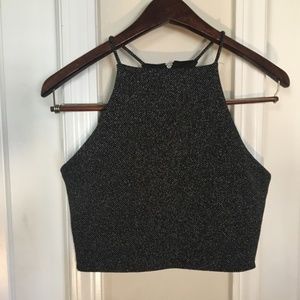 Black Sparkly Halter Top